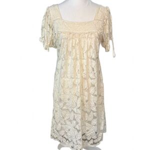Trulli for Ann Taylor Loft Lace Dress Ivory Floral Lined Mini NWT Size Small